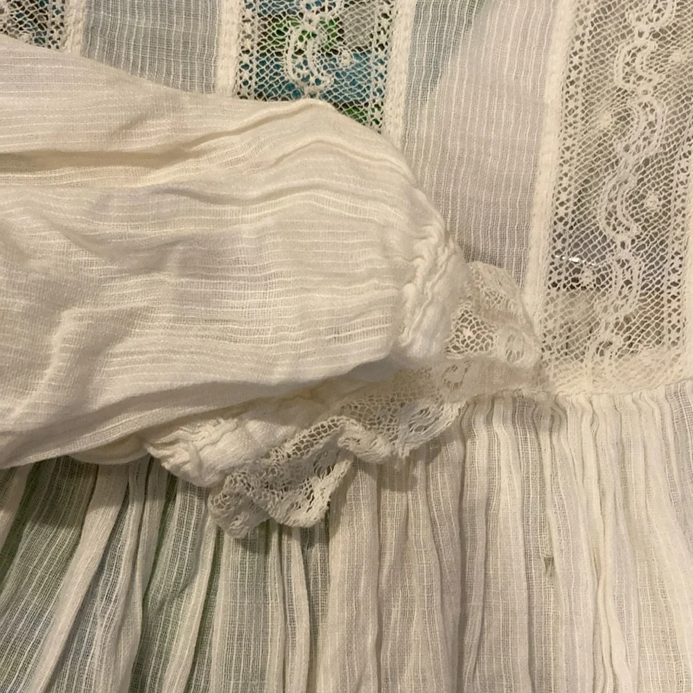 Vintage White‎ Lace pajama gown.12 month? Linen handmade. Box P